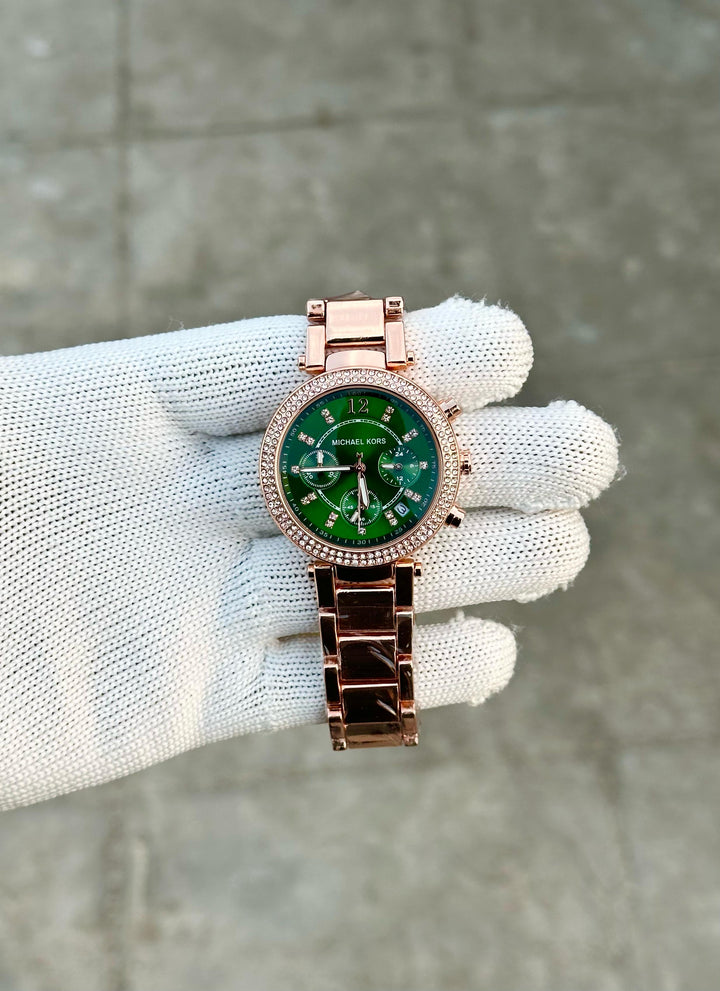 Michea_l Kor_s Rose Gold Green Dial
